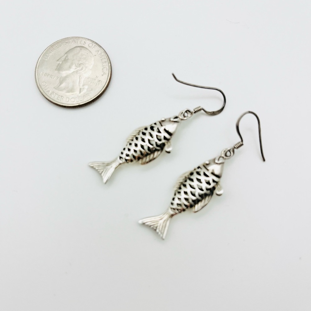 Handmade 925 Silver Fish Earrings